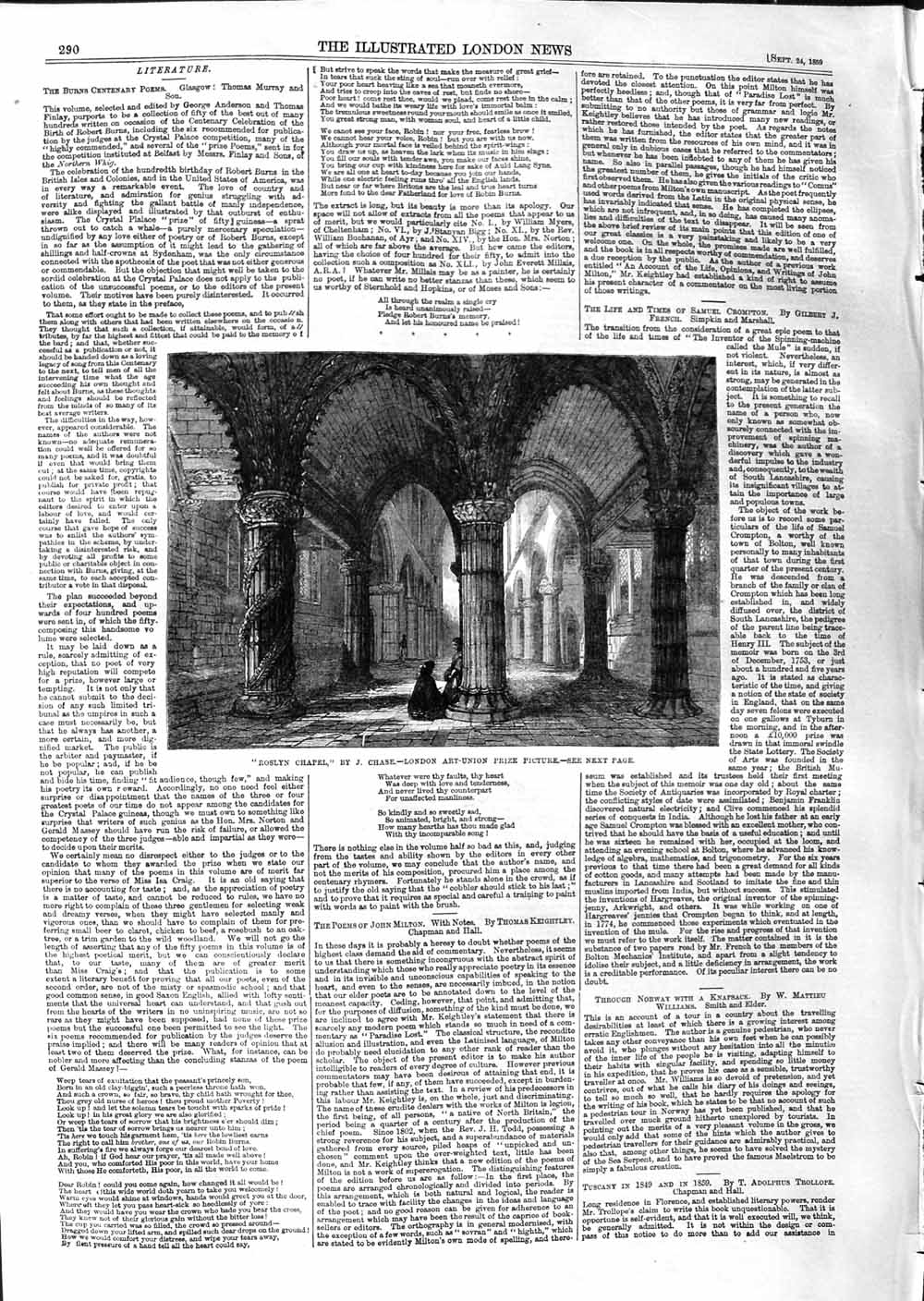 Original Old Antique Print 1859 Architecture Roslyn Chapel London Art Union