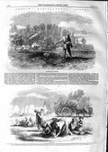 Original Old Antique Print 1859 Agricultural Ploughing Sowing Gleaning Farming