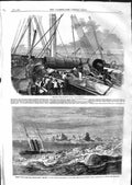 Original Old Antique Print 1859 Accident Great Eastern Ship Jersey Express 19th