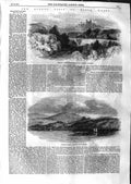 Original Old Antique Print 1859 Penrhyn Castle Menai Strait Llandegai Railway