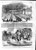 Original Old Antique Print 1859 Banquet Lancers Market Exeter Watering Machine