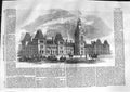 Original Old Antique Print 1859 Proposed Parliament Buildings Ottowa Canada