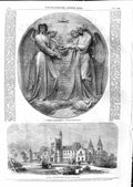 Old Antique Print 1859 University College Toronto Canada Sculpture Vision 19th