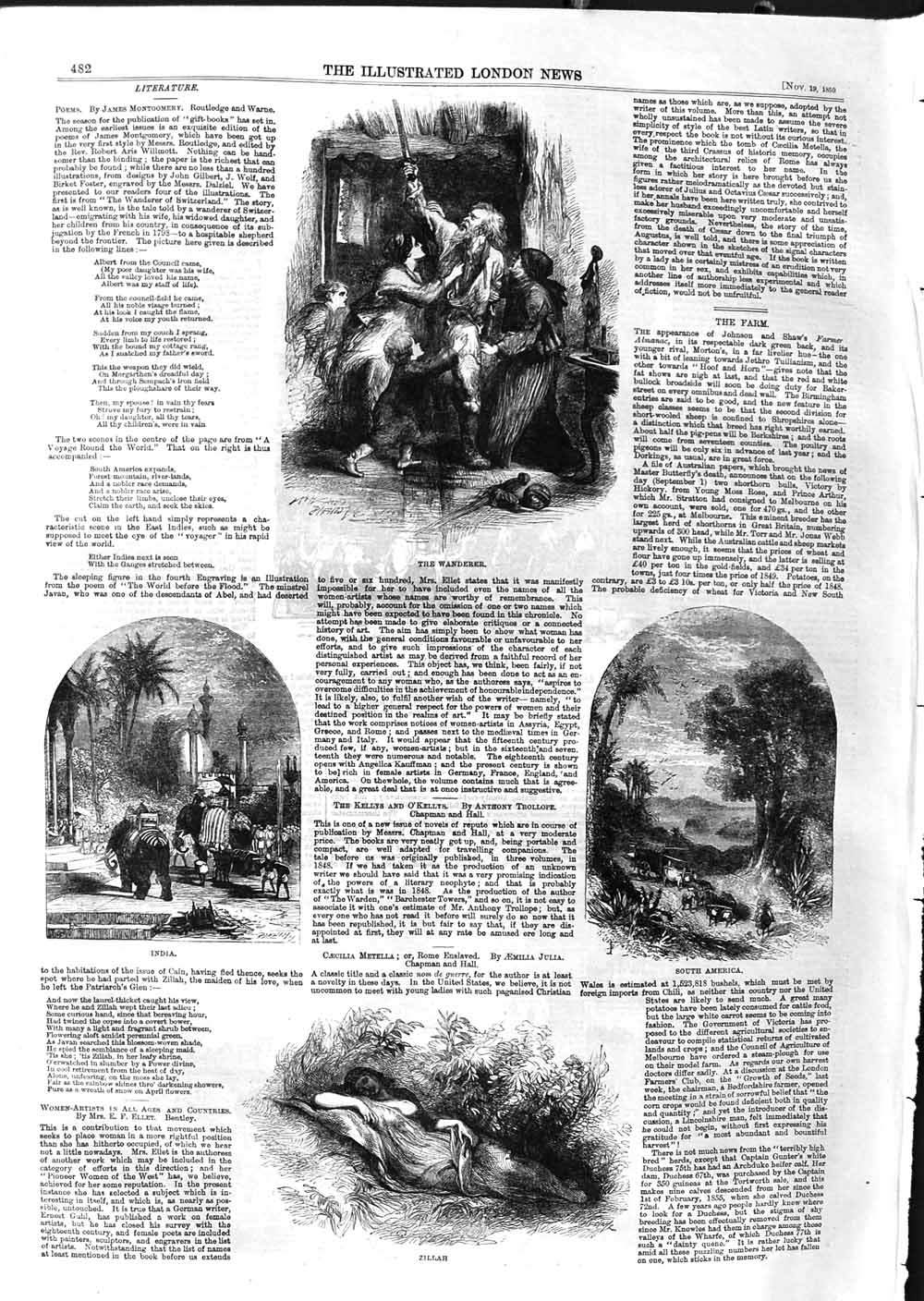 Original Old Antique Print 1859 India Elephants Zillah South America W Victorian