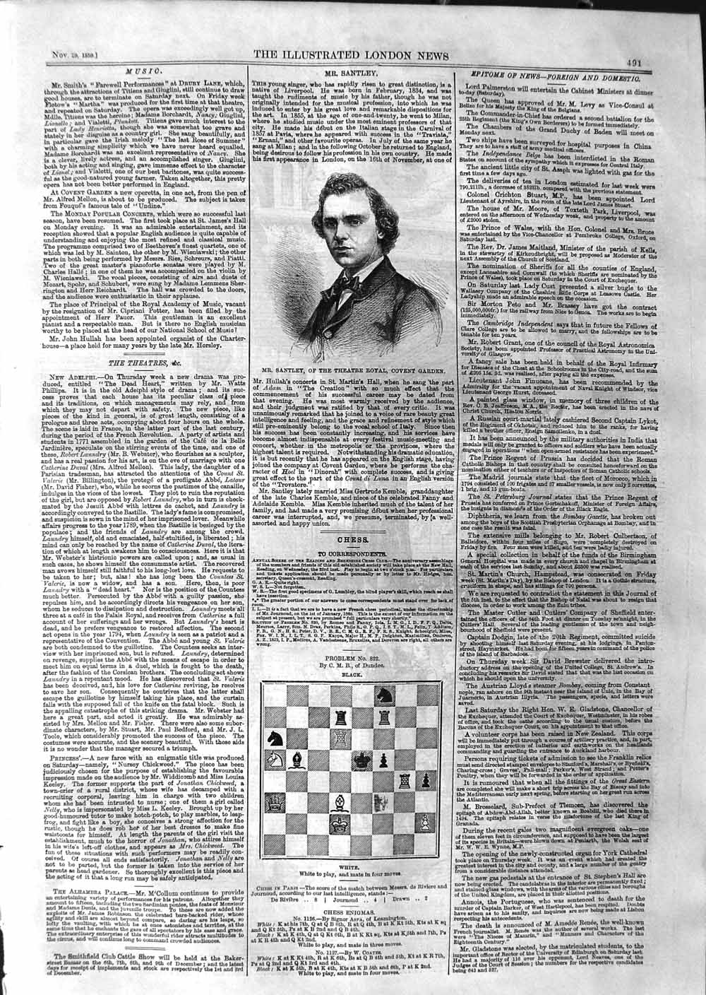 Original Old Antique Print 1859 Portrait Stanley Theatre Royal Covent Garden