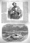 Original Old Antique Print 1859 Joseph Rodgers Seaman Charter Shamrock Ship 19th