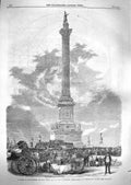 Original Old Antique Print 1859 Monument Major-General Isaac Brock Victorian