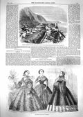 Original Old Antique Print 1859 Paris Fashion Devon Railway Teignmouth Accident