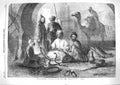 Original Old Antique Print 1859 Snake Charmers Inhabitants Riff Coast Victorian