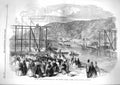 Old Antique Print 1859 Foundation Victoria Bridge Severn Valley Railway 19th