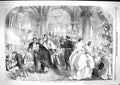 Original Old Antique Print 1859 Utopian Christmas Party Dinner Florence Claxton