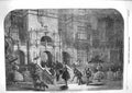 Old Antique Print 1859 Architecture Building Christmas Hall Door Fine Art 19th