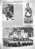 Original Old Antique Print 1859 Prince Alfred Athens King Greece Clara Theatre