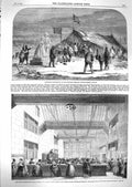 Old Antique Print 1859 Christmas Antarctic Telegraph Company Bell-Alley 19th