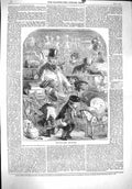 Original Old Antique Print 1860 New Years Gifts Toyshop Children Presents 19th