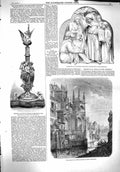 Old Antique Print 1860 Sculpture Augustine King Ethelbert Apsis Normandy 19th