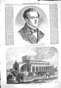 Old Antique Print 1860 Mr. Wright Comedian Abbey Church Bury St. Edmunds 19th