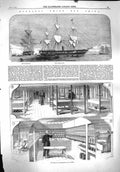 Original Old Antique Print 1860 Hospital Ship Melbourne Mauritius China 19th