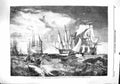Original Old Antique Print 1860 Spithead Boat'S Crew Recovering Anchor Ships