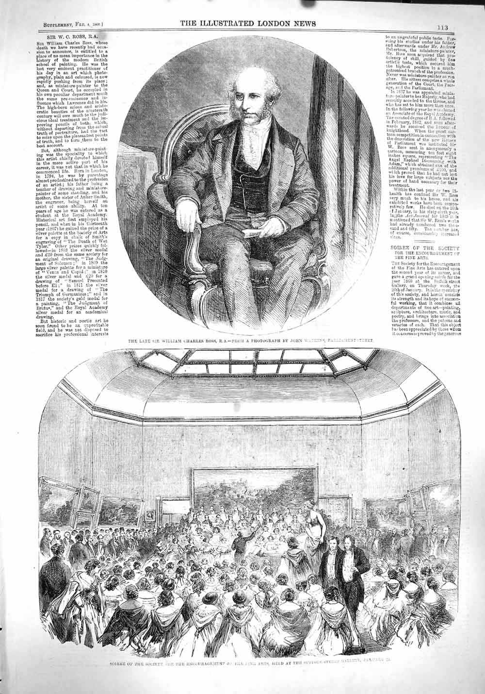 Antique Print *3785 1860 Sir William Charles Ross Soiree Fine Arts Gallery