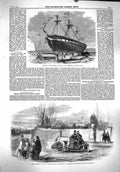 Old Antique Print 1860 Launch Barque Aura Wheeler'S Dockyard Cork Rickett 19th
