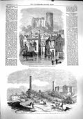 Original Old Antique Print 1860 Floods Normandy France Pemberton Mills America