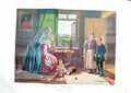 Original Old Antique Print 1860 Colour War Telegraph Family Home Sorrow 19th