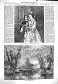 Original Old Antique Print 1860 Vicars Daughters Portrait Norbury River Trees