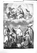 Original Old Antique Print 1860 National Gallery Fine Art St. Bernardino Saints