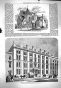 Old Antique Print 1860 Offices Sale Mincing Lane Mens Institute Norwood 19th