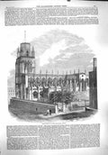 Original Old Antique Print 1860 Church St. Mary Redcliffe Bristol Archi 19th