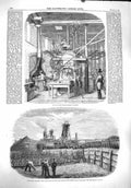 Original Old Antique Print 1860 Dauglish Bread-Making Machine Burradon C 19th