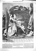 Original Old Antique Print 1860 Family Home Art Painting Criticism Victorian
