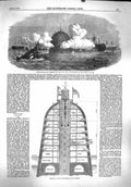Old Antique Print 1860 Impregnable Fortress River Denfence United Kingdom 19th