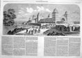 Original Old Antique Print 1860 Design Palace People Muswell Hill Architacture
