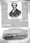 Original Old Antique Print 1860 Baron Ricasoli Tuscany Steam-Tug Rivers India