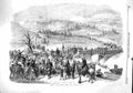 Original Old Antique Print 1860 Scene Entry French Troops Savoy Marching Bridge