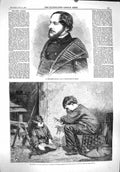 Original Old Antique Print 1860 Philaret Chasles Portrait Children Wall Shadows