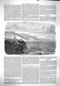 Original Old Antique Print 1860 View Town Monaco France Mditerranean Yachts