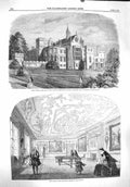 Original Old Antique Print 1860 Alton Towers Earl Shrewsbury Foundling H 19th