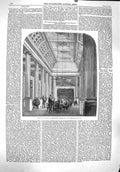 Original Old Antique Print 1860 Public Library Melbourne Australia Building