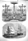 Original Old Antique Print 1860 Slave Ship H.M.S. Pluto Michael Seymour China