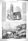 Old Antique Print 1860 Catholic Church Limerick Sleighing Ferns Farming 19th