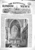 Original Old Antique Print 1860 Choir Lichfield Cathedral England Architecture