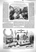 Original Old Antique Print 1860 Subiaco Papal Naples Javanese Music Instruments