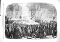 Original Old Antique Print 1860 Mendelssohn Festival Crystal Palace Torchlight