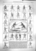 Original Old Antique Print 1860 French Siers Bayonet Practice War Weapons 19th