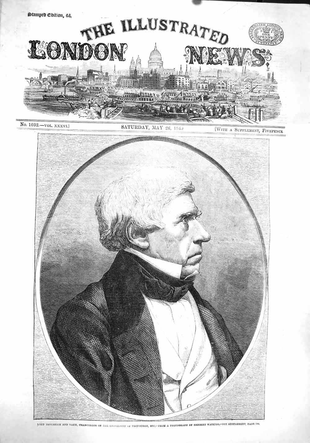 Old Antique Print 1860 Lord Brougham Vaux Chancellor University Edinburgh 19th