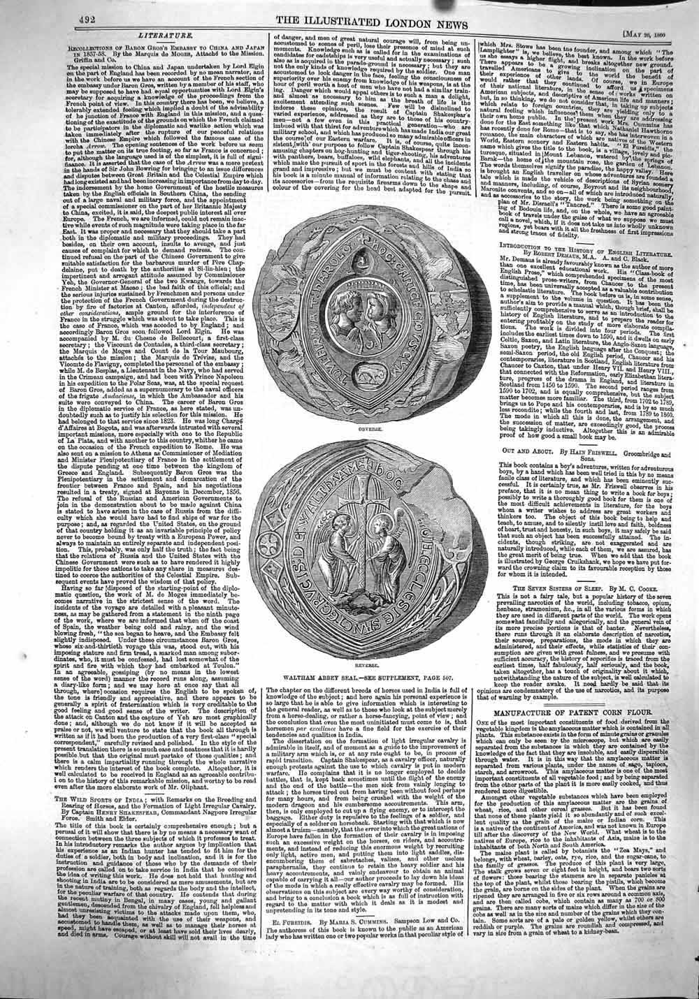 Original Old Antique Print 1860 Waltham Abbey Roy 19th Century
