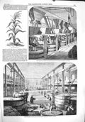 Old Antique Print 1860 Manufacture Brown Polson Patent Corn Flour Plant 19th